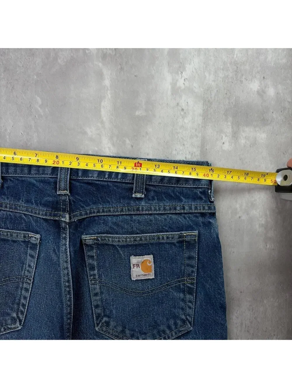 Vintage Dark Wash Carhartt Grunge Distressed Baggy Skater Denim Jeans